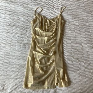 Gold Lulus Mini Ruched Dress